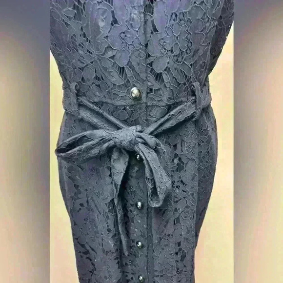 Banana Republic Navy Lace Belted Shirt Dress Size 4 - Picture 6 of 11